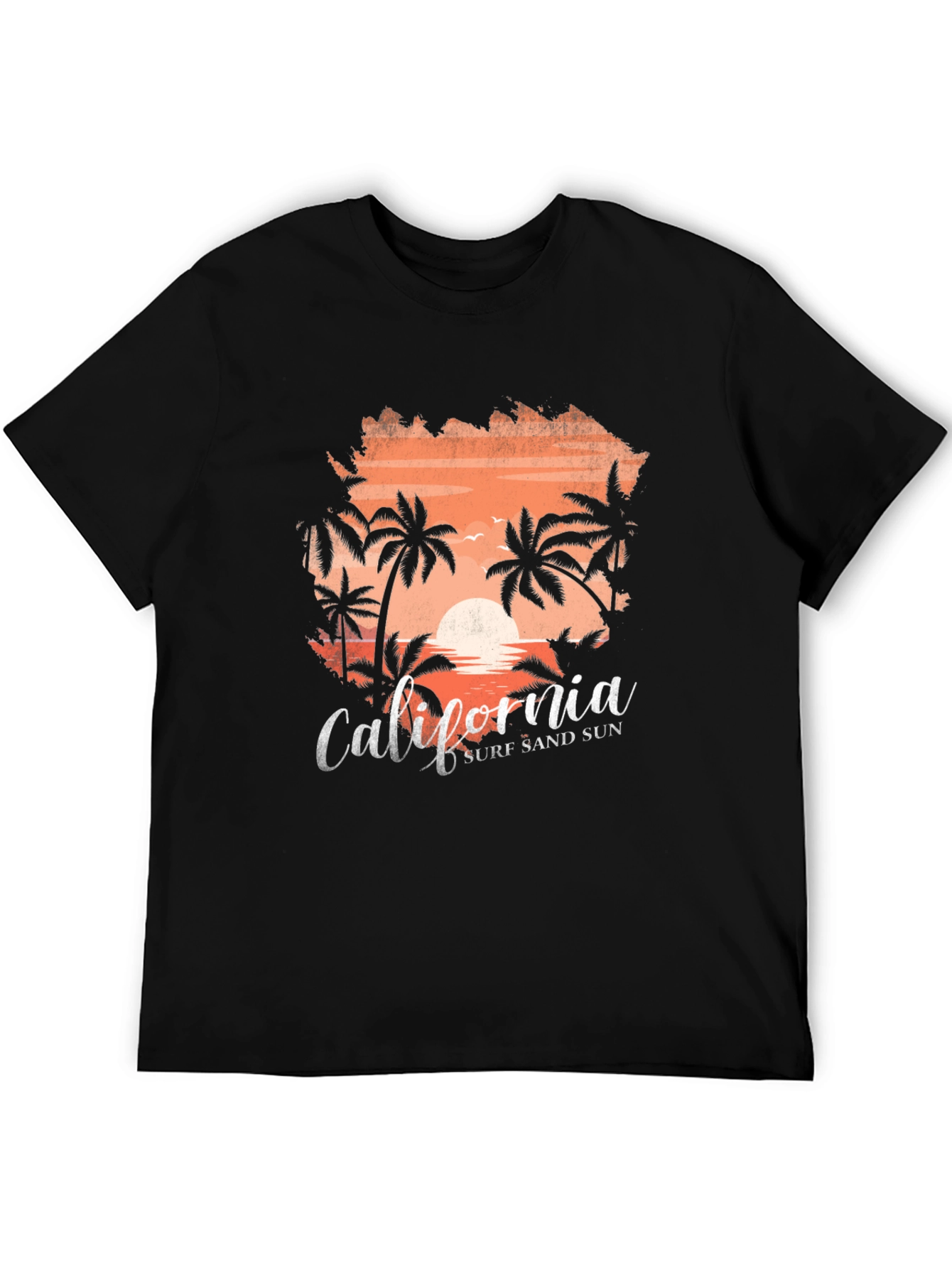 California Surf Sand Sun Black T-Shirt