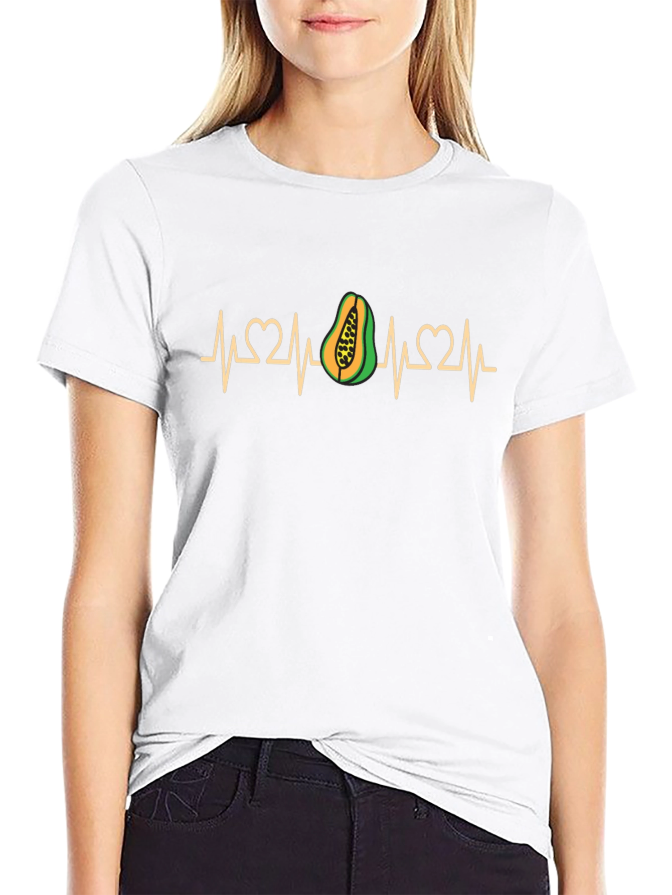 Papaya Heartbeat T-Shirt - Fruit Lover Tee