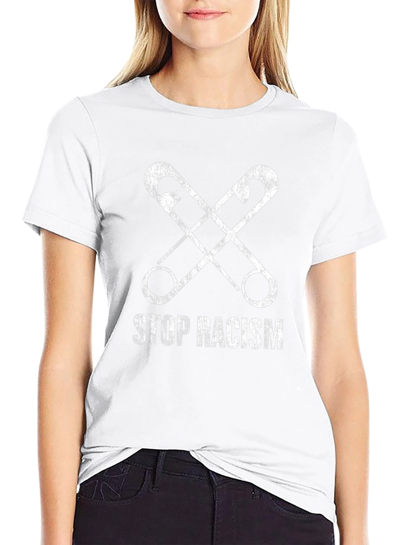Stop Racism Safety Pin Graphic T-Shirt