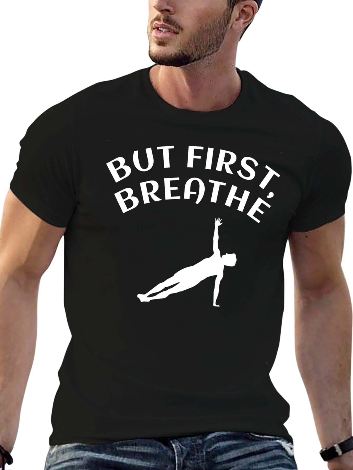 But First Breathe Black Yoga T-Shirt