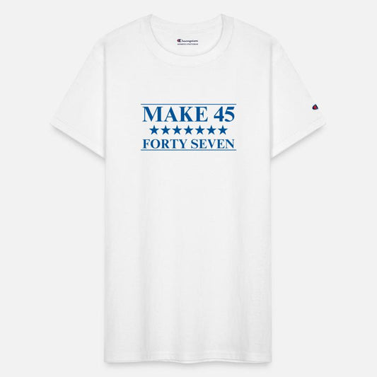 Make 45 Forty Seven Blue Text