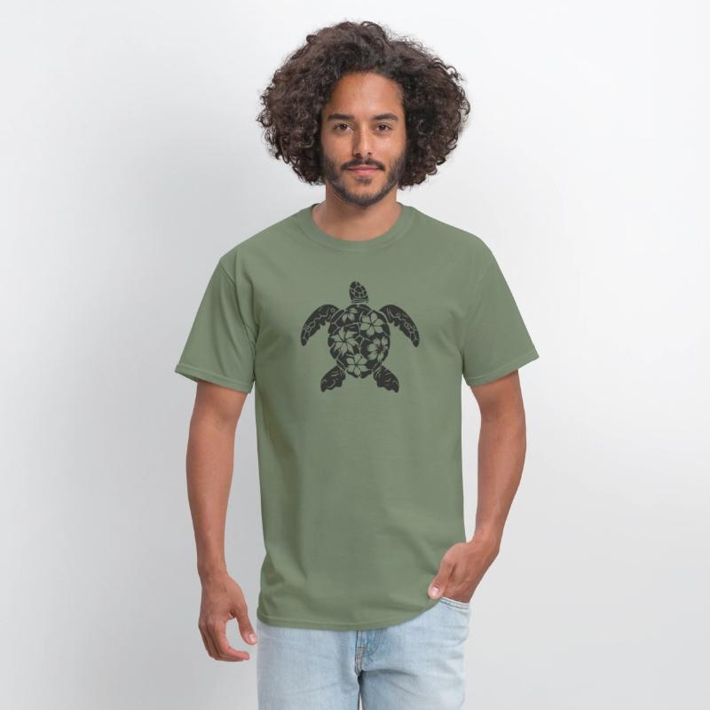 Marine Turtle Floral Silhouette