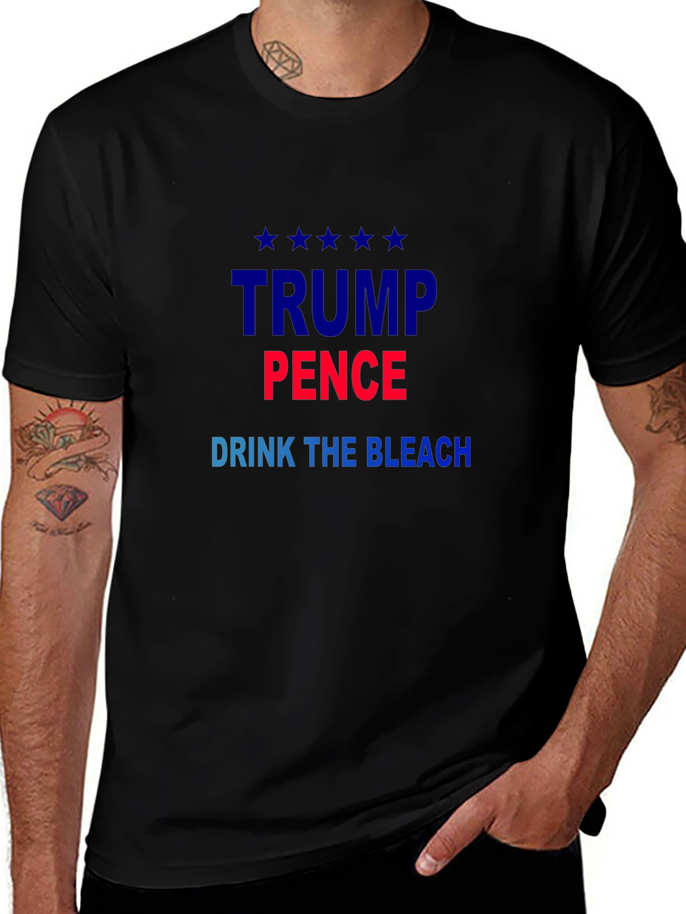 Political Sarcasm T-Shirt: Trump Pence Drink the Bleach