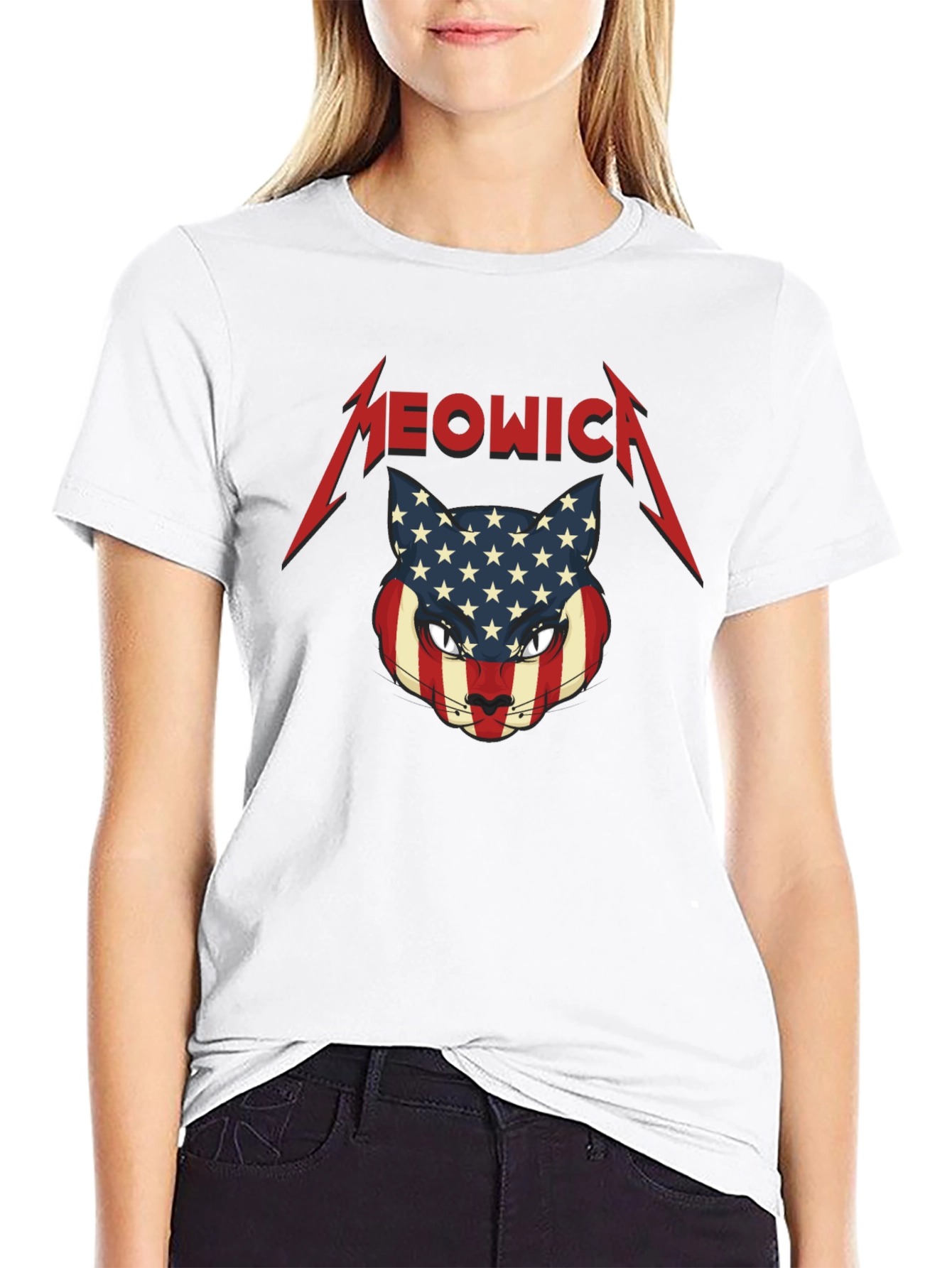 Meowica Cat USA Flag T-Shirt