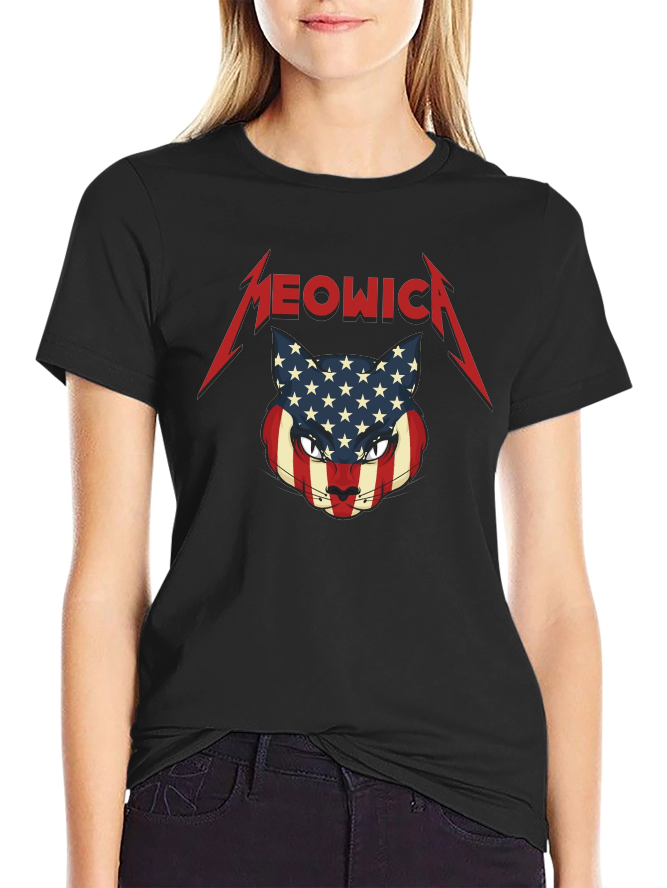 Meowica Cat USA Flag T-Shirt
