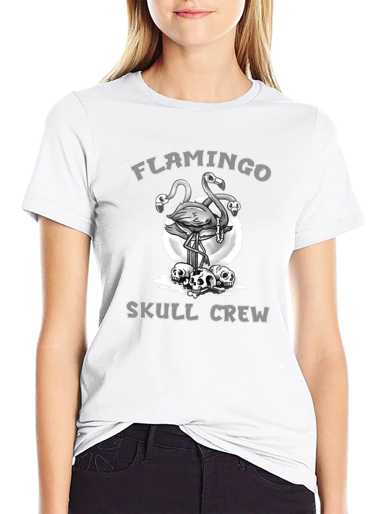 Flamingo Skull Crew Graphic Tee