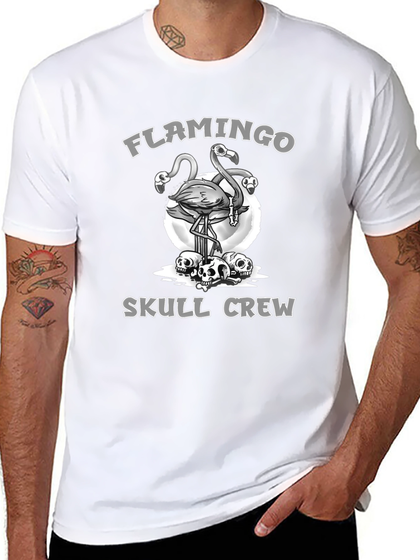 Flamingo Skull Crew Graphic Tee