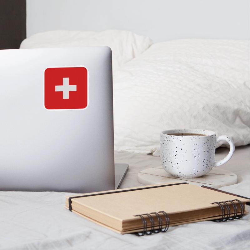 MEDIC white cross on a red button square rectangle