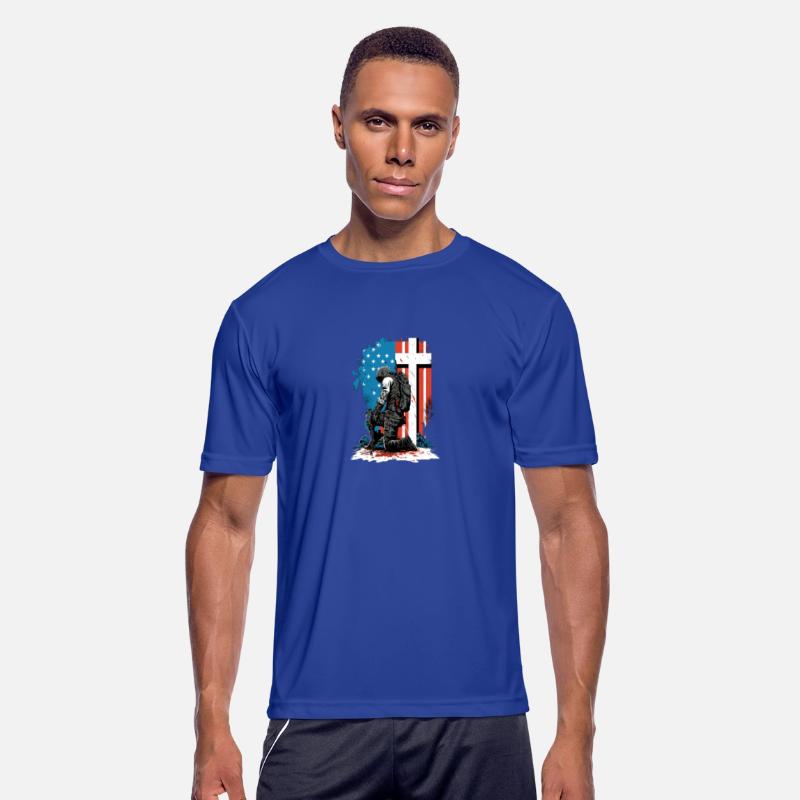 Memorial Day Veteran Soldier Kneel Cross USA
