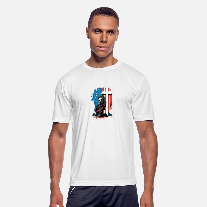 Memorial Day Veteran Soldier Kneel Cross USA