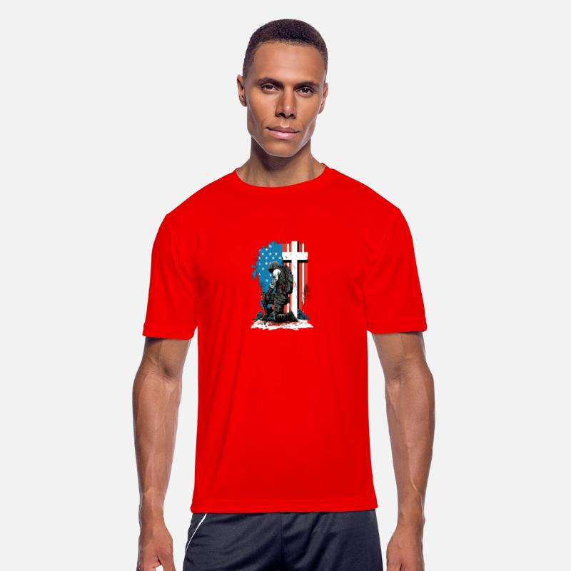 Memorial Day Veteran Soldier Kneel Cross USA