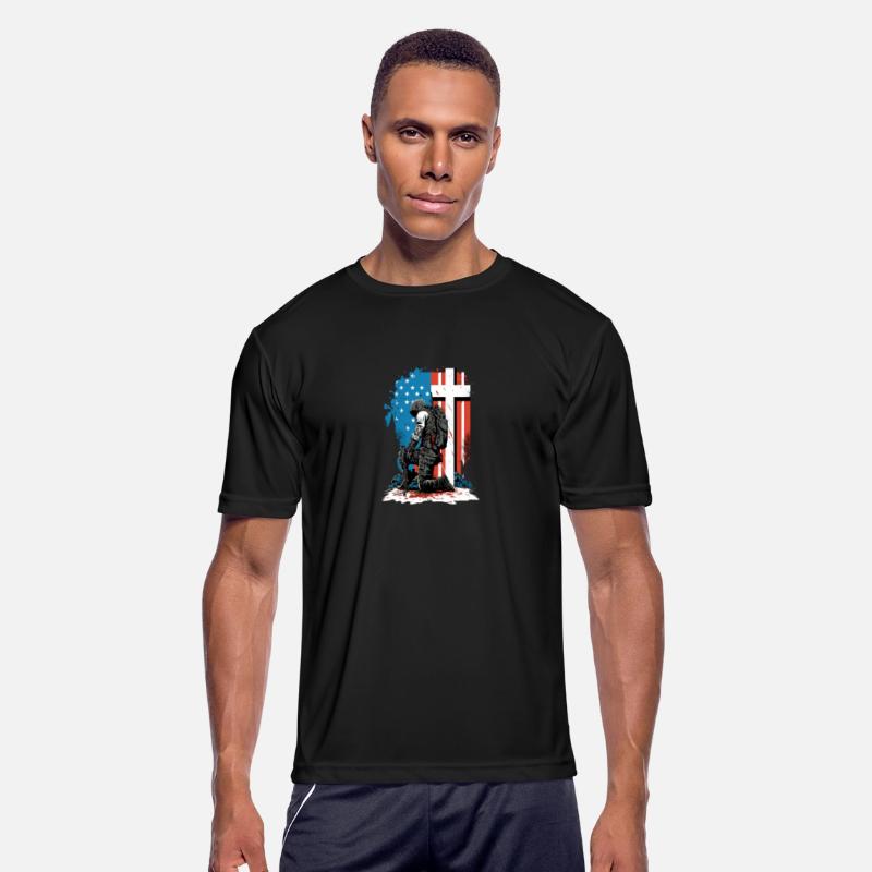 Memorial Day Veteran Soldier Kneel Cross USA
