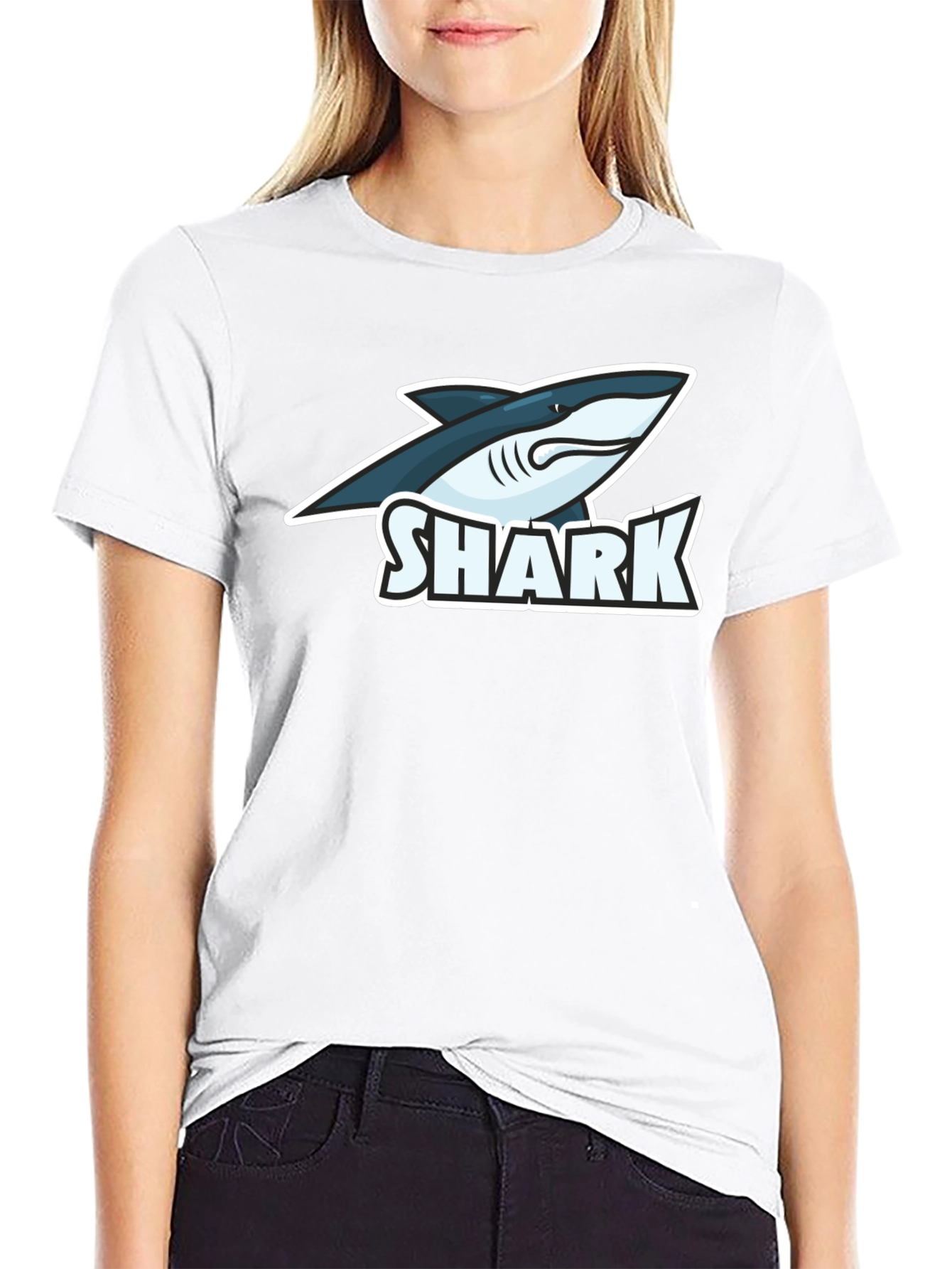 Shark Graphic Black T-Shirt - Cool Cartoon Shark Tee