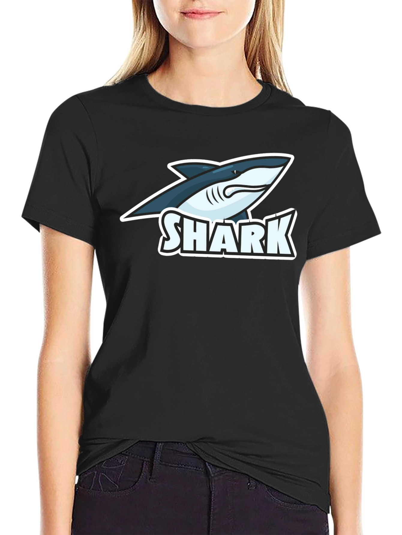 Shark Graphic Black T-Shirt - Cool Cartoon Shark Tee
