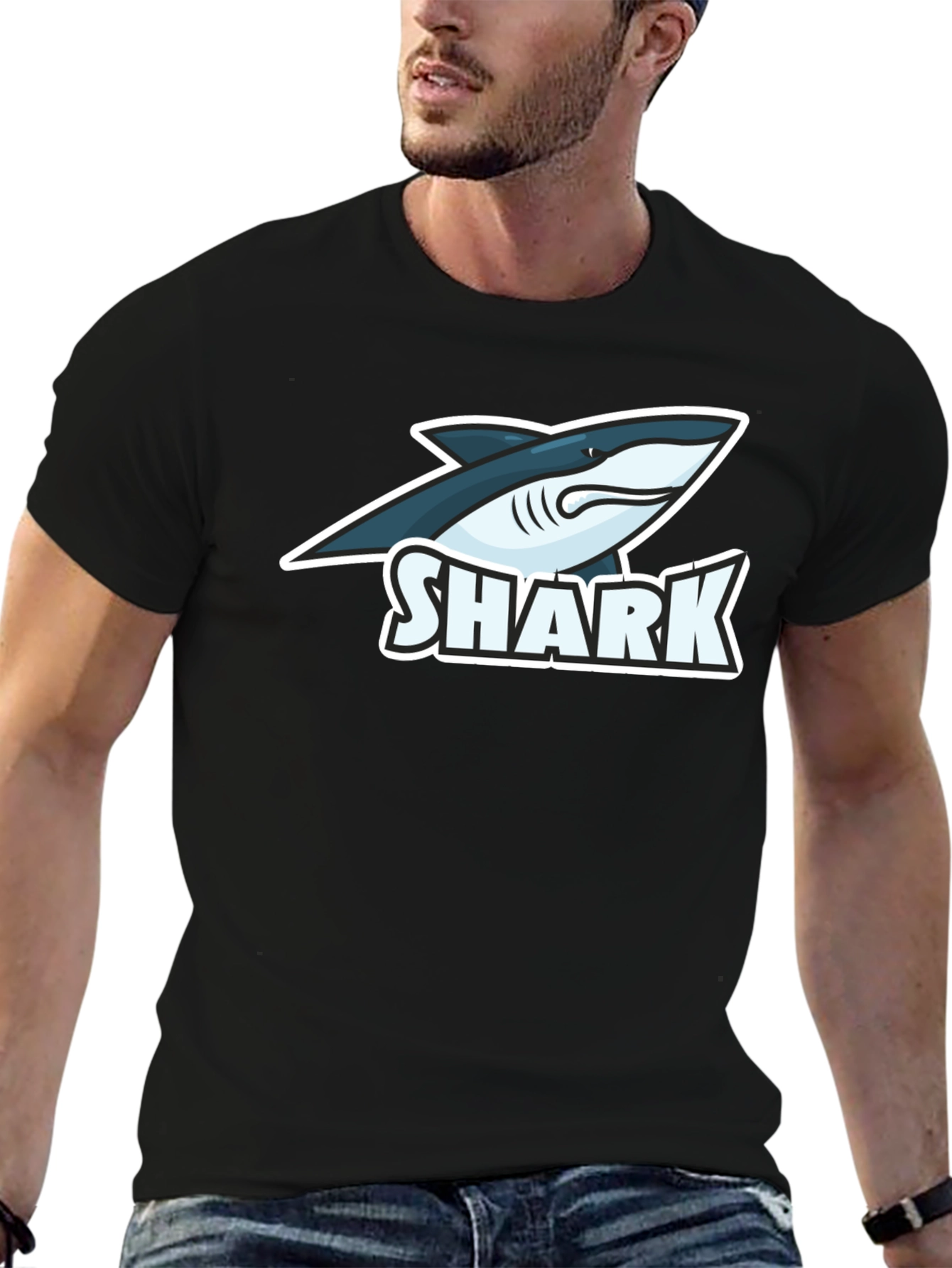 Shark Graphic Black T-Shirt - Cool Cartoon Shark Tee
