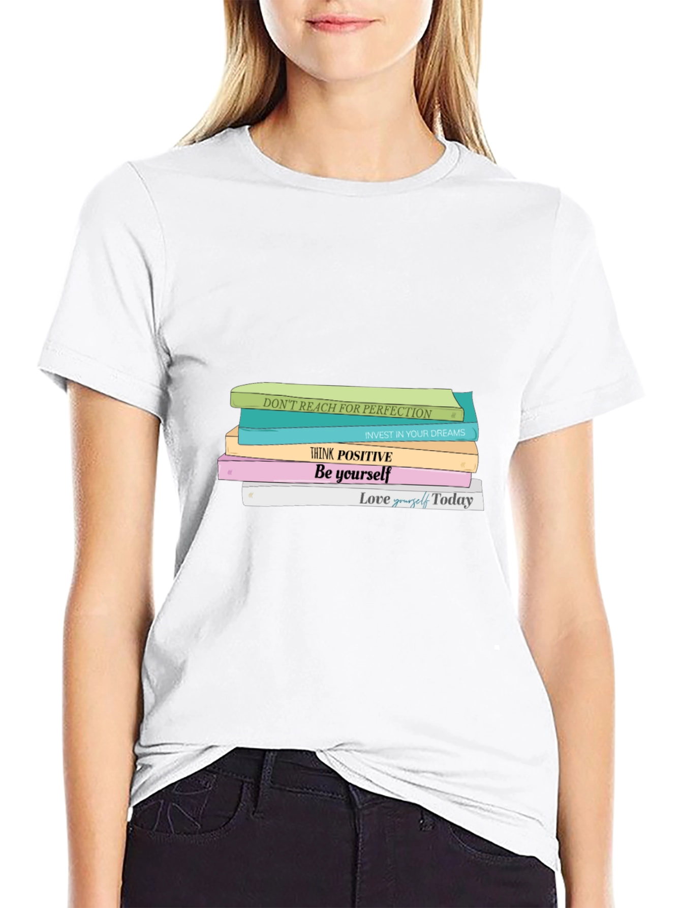 Motivational Books T-Shirt - Positive Vibes