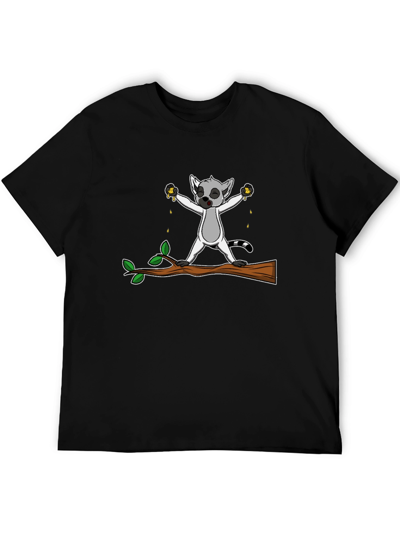 Lemur Squeezing Fruit Graphic T-Shirt