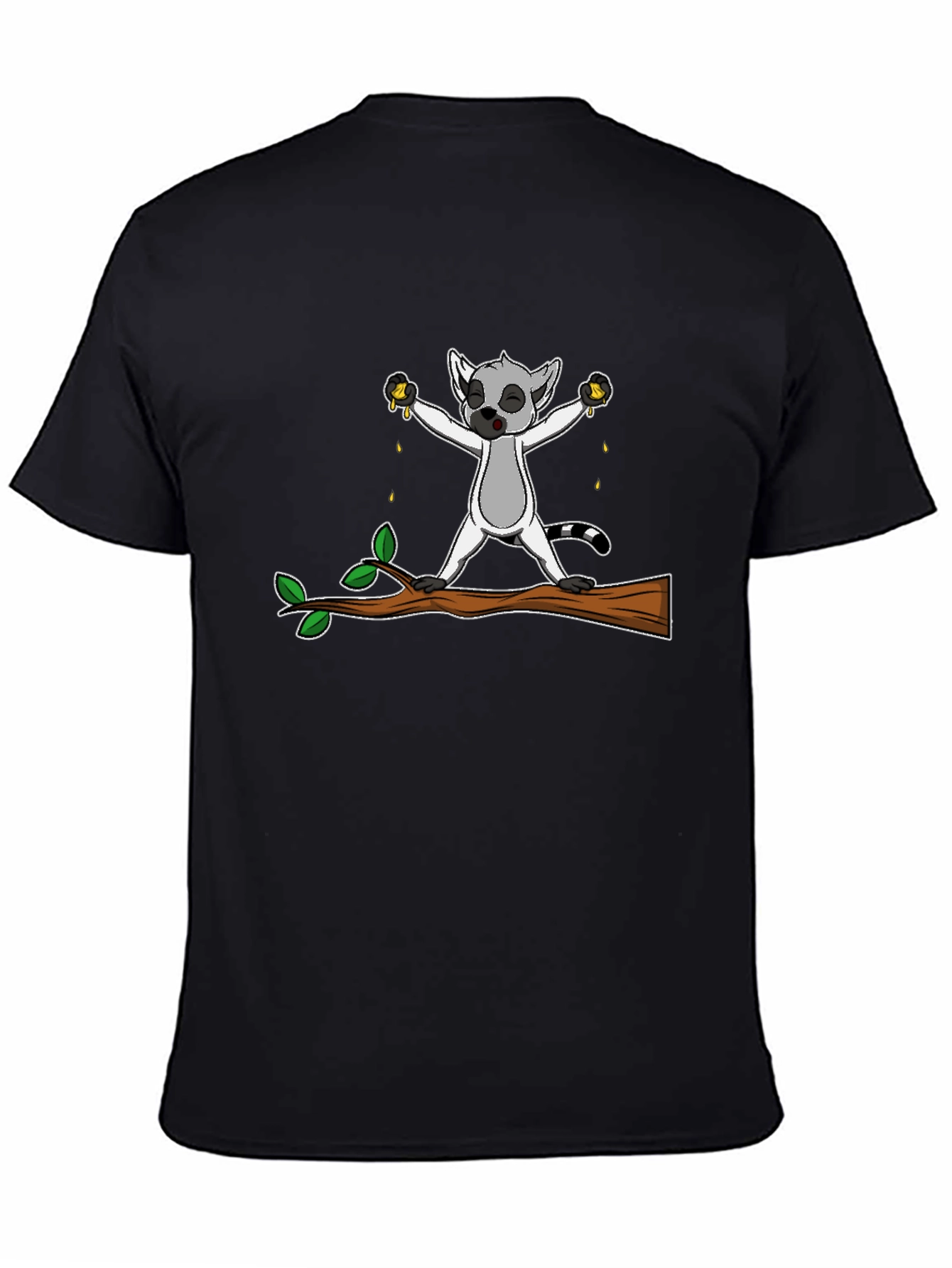 Lemur Squeezing Fruit Graphic T-Shirt
