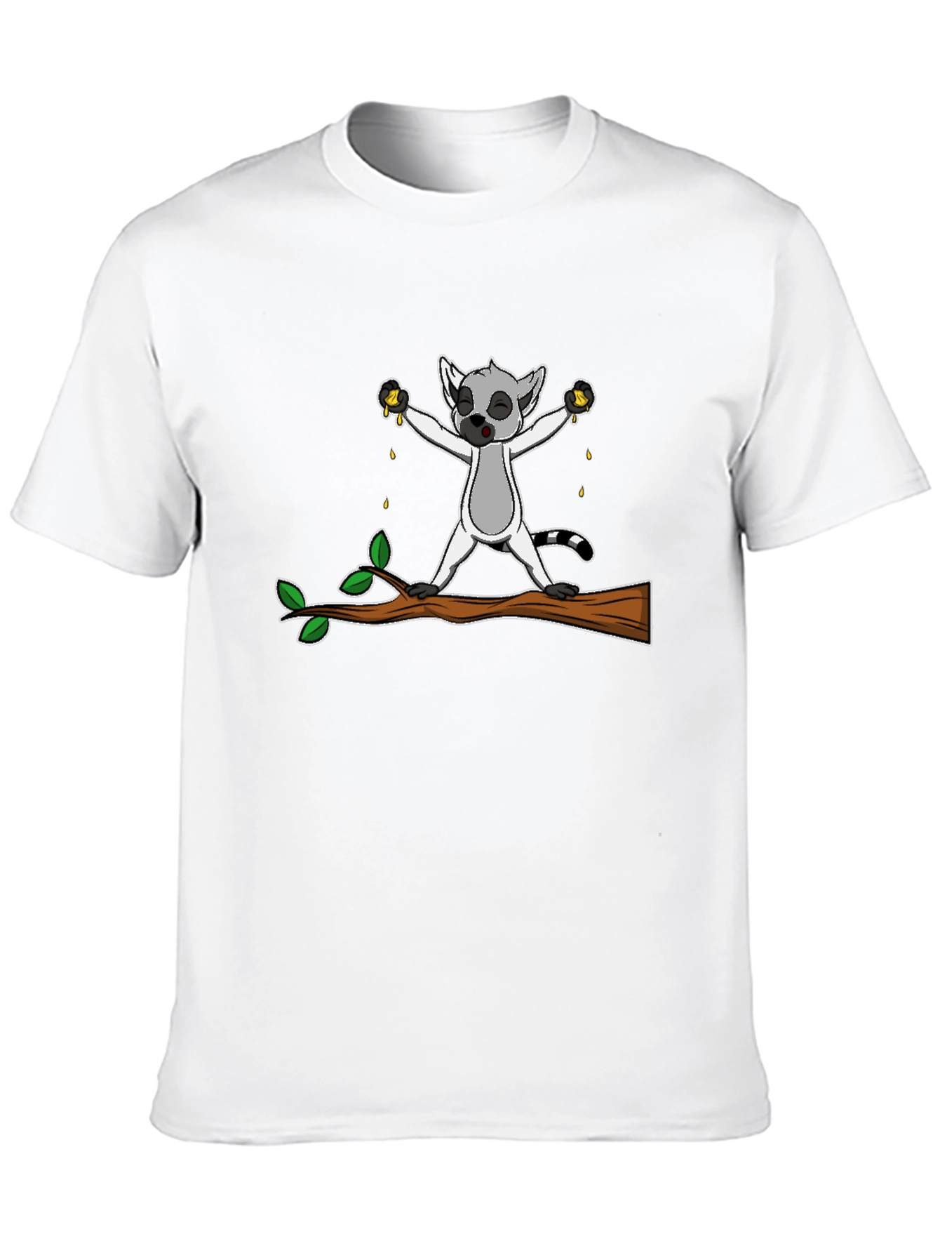 Lemur Squeezing Fruit Graphic T-Shirt