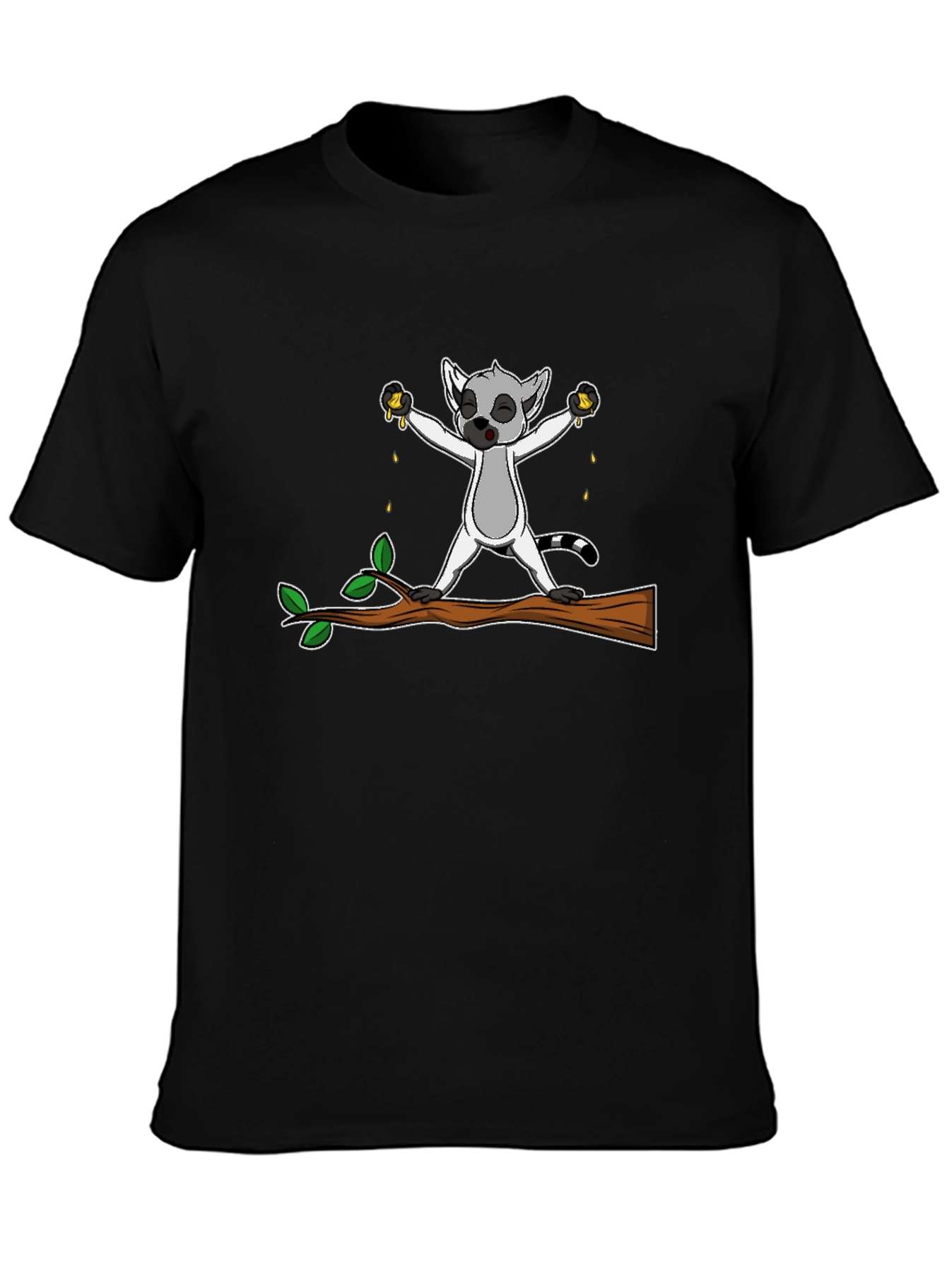 Lemur Squeezing Fruit Graphic T-Shirt