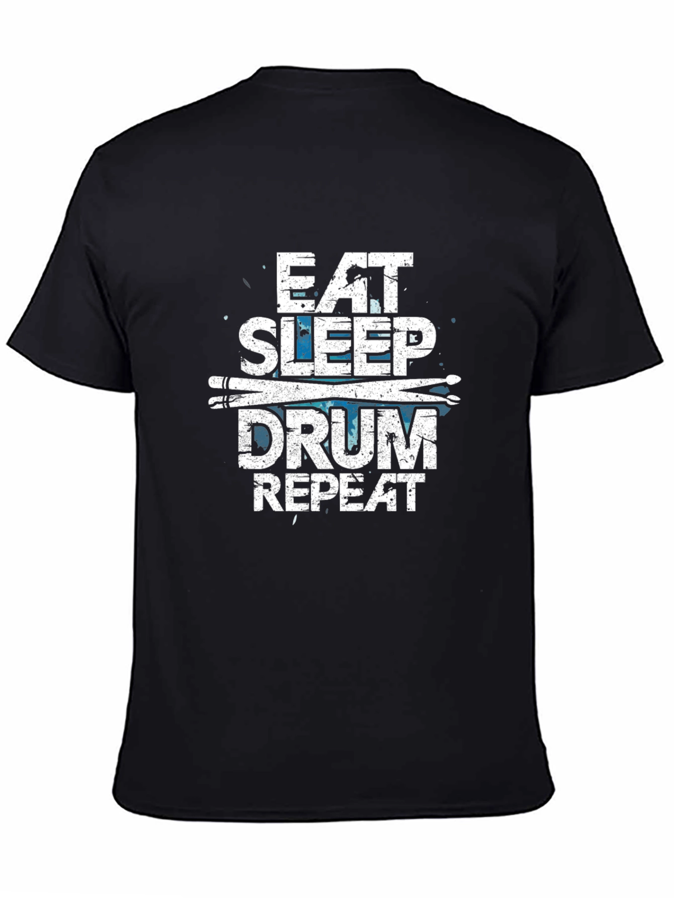 Eat Sleep Drum Repeat Mens Black Graphic T-Shirt
