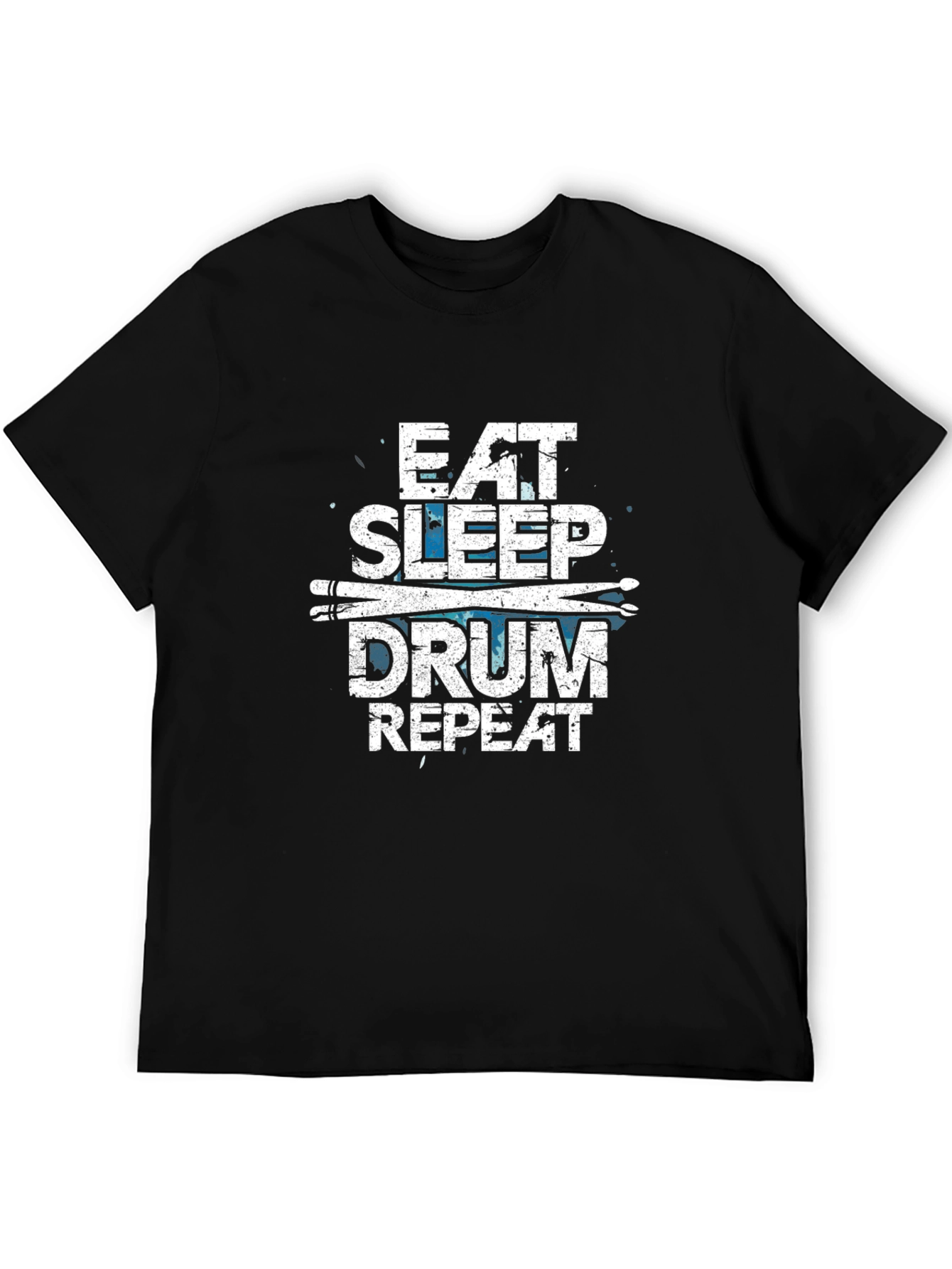 Eat Sleep Drum Repeat Mens Black Graphic T-Shirt