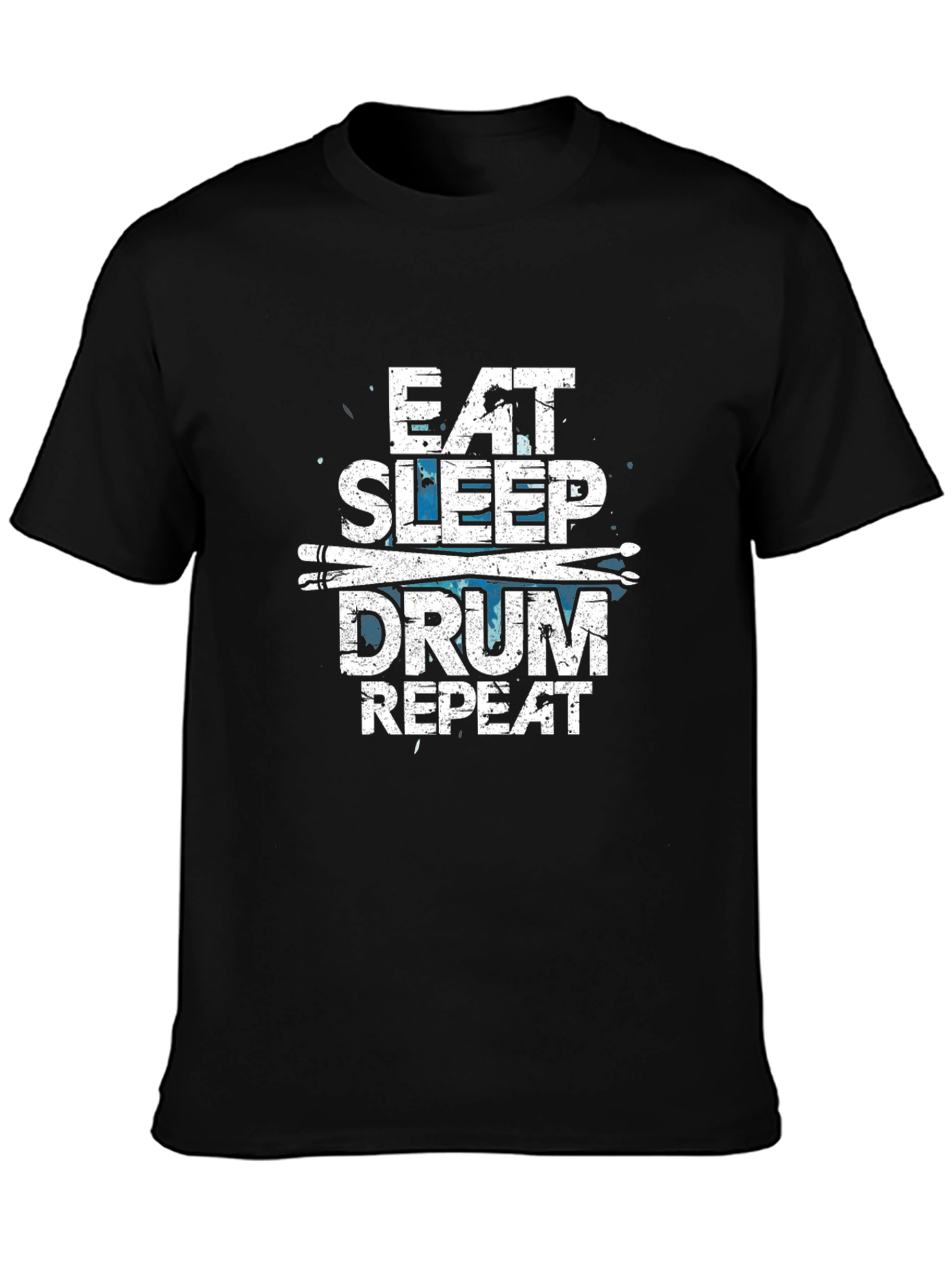Eat Sleep Drum Repeat Mens Black Graphic T-Shirt