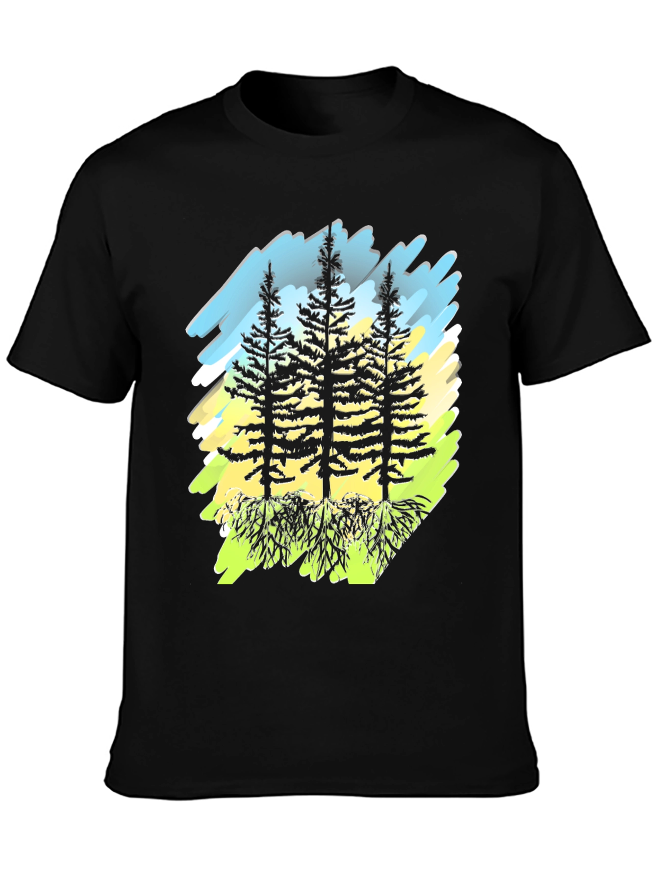 Nature Trees Graphic Black T-Shirt