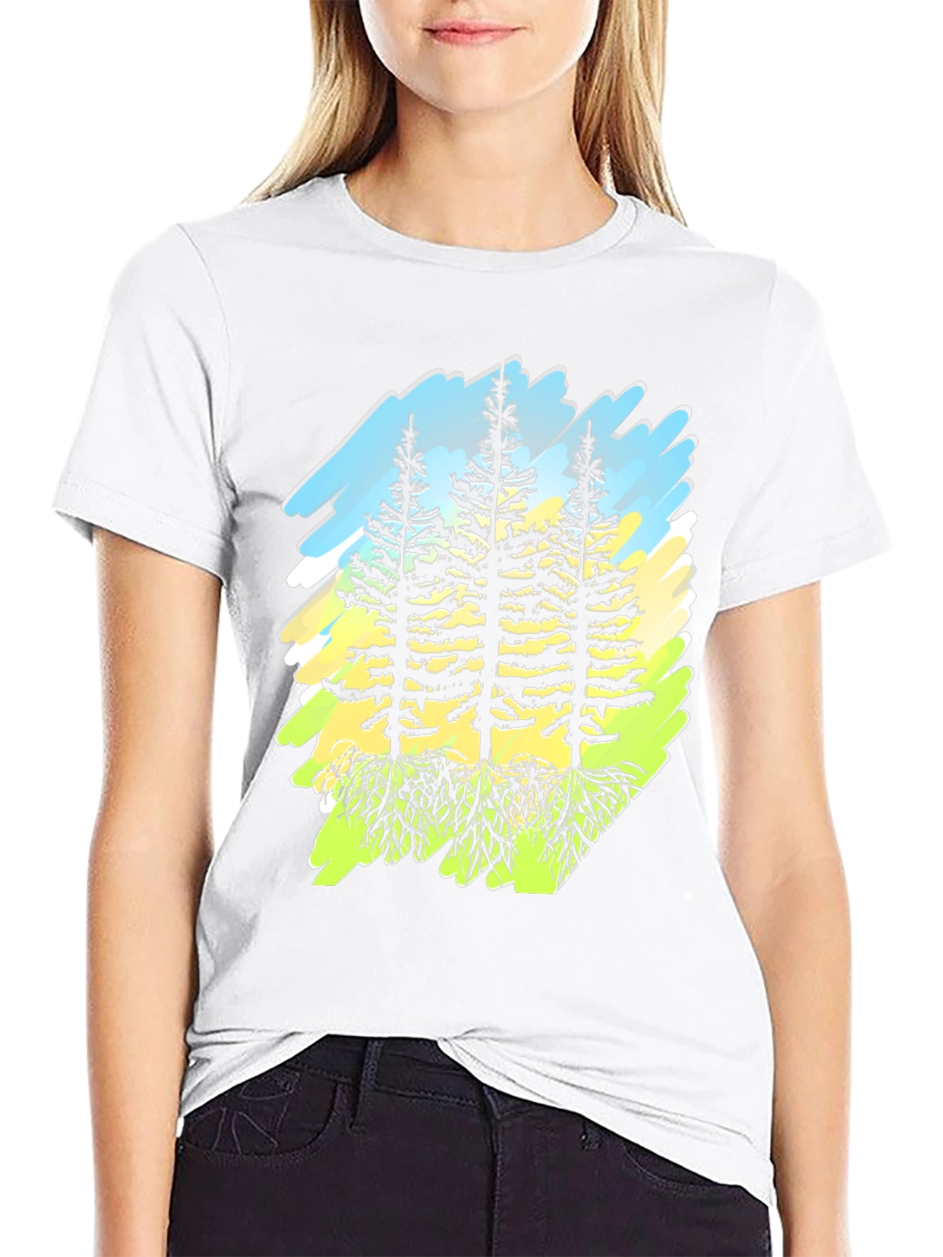 Nature Trees Graphic Black T-Shirt