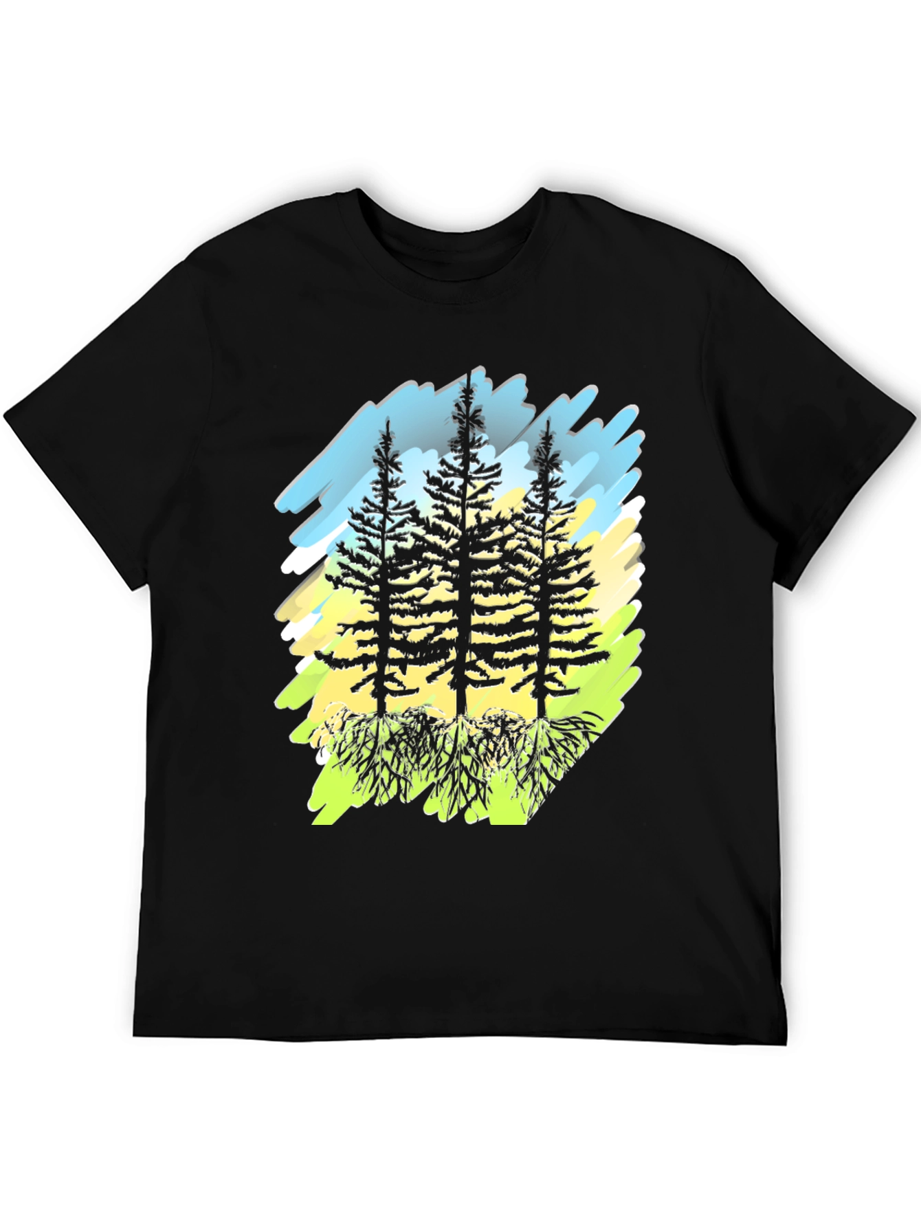 Nature Trees Graphic Black T-Shirt