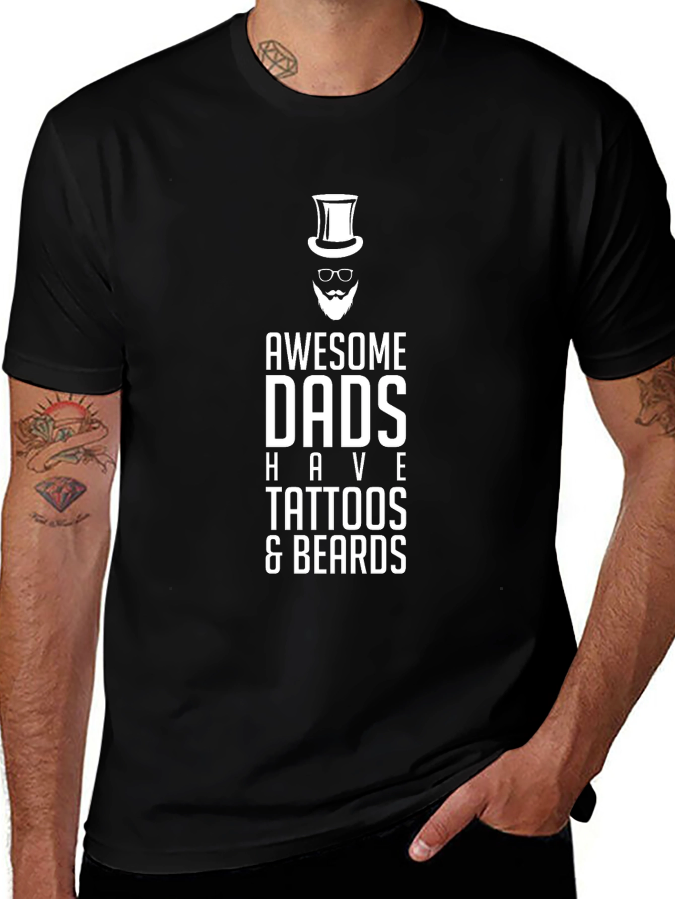 Awesome Dads Tattoos & Beards Graphic Tee