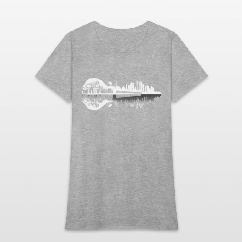 Monochromatic Artwork of Nature and Guitar