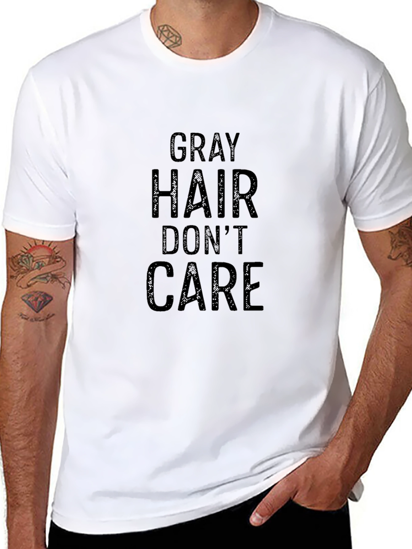 Gray Hair Dont Care Black T-Shirt