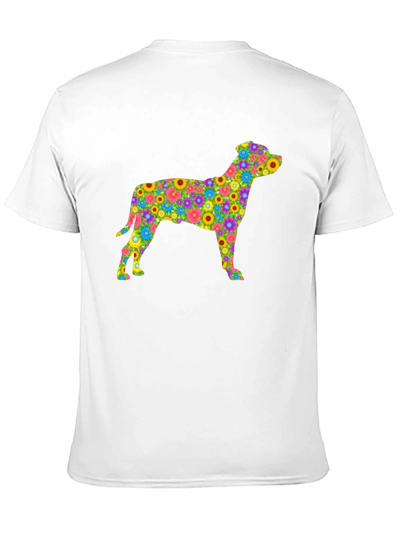 Floral Dog Silhouette T-Shirt - Black