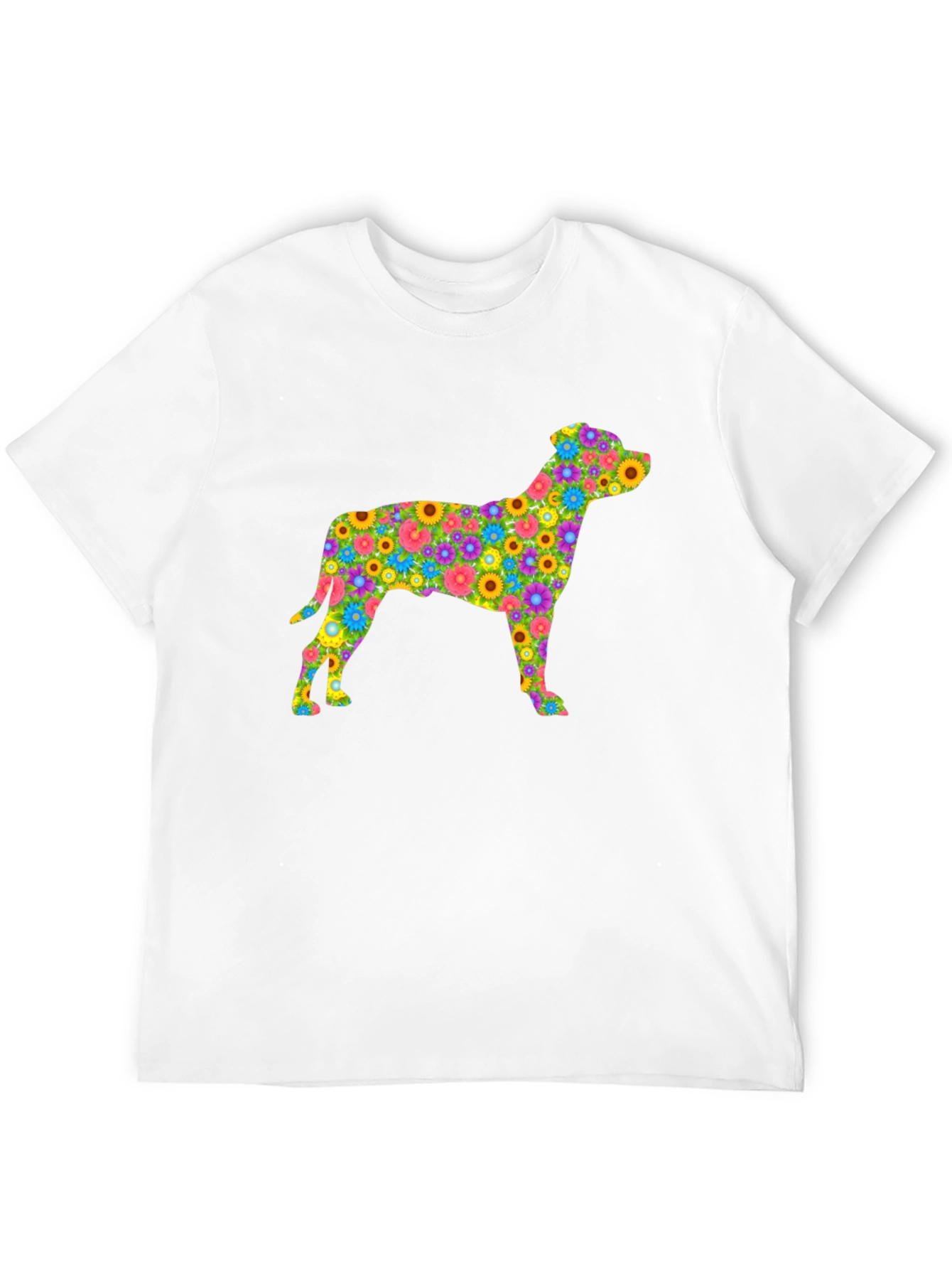 Floral Dog Silhouette T-Shirt - Black