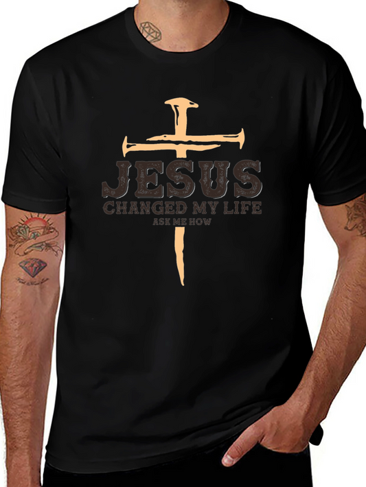 Jesus Changed My Life Black Graphic T-Shirt