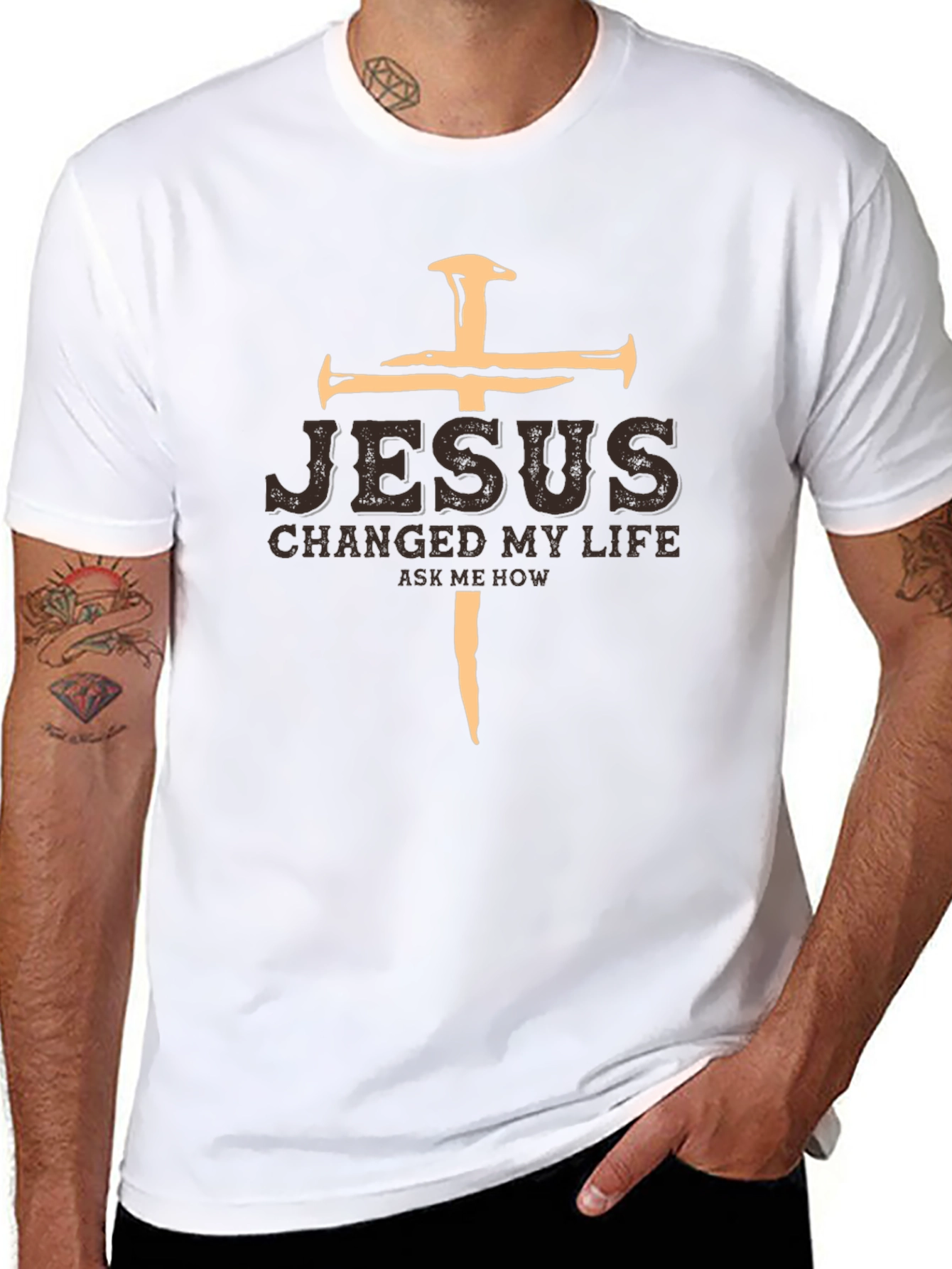 Jesus Changed My Life Black Graphic T-Shirt