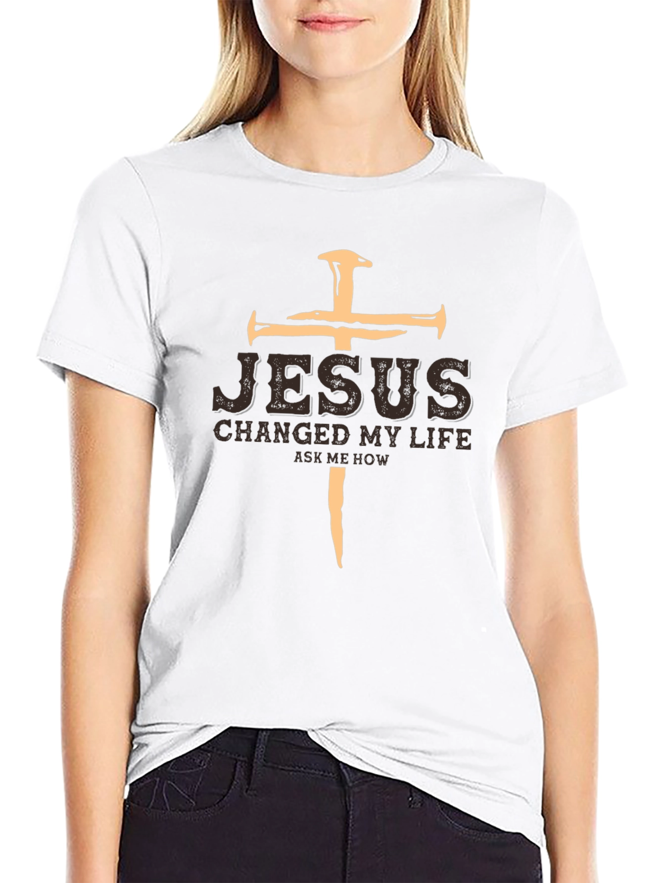 Jesus Changed My Life Black Graphic T-Shirt