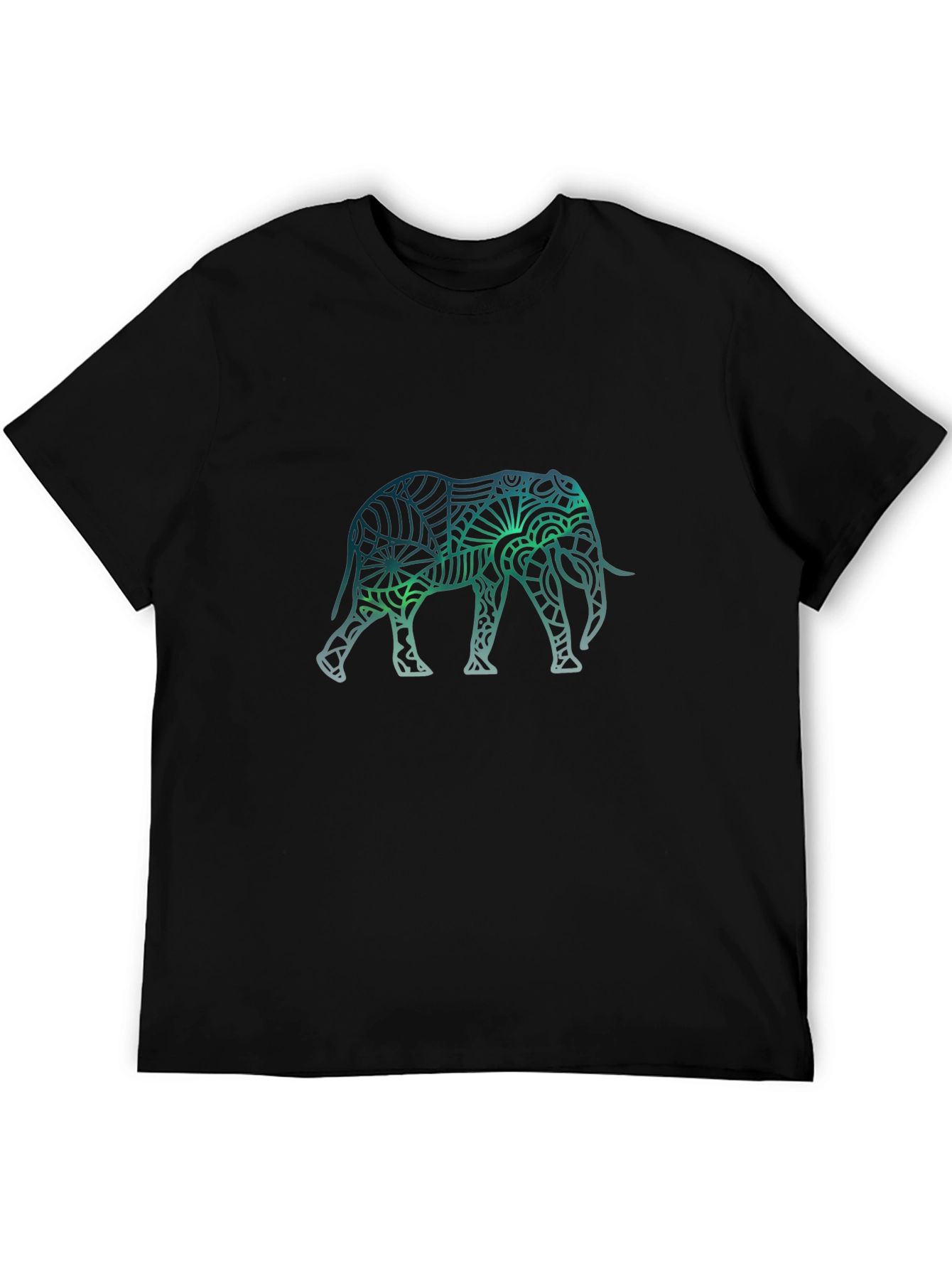 Elephant Mandala Graphic T-Shirt - Black