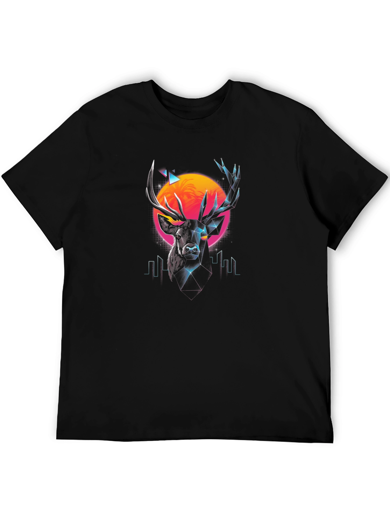 Retro Deer Graphic T-Shirt - Black