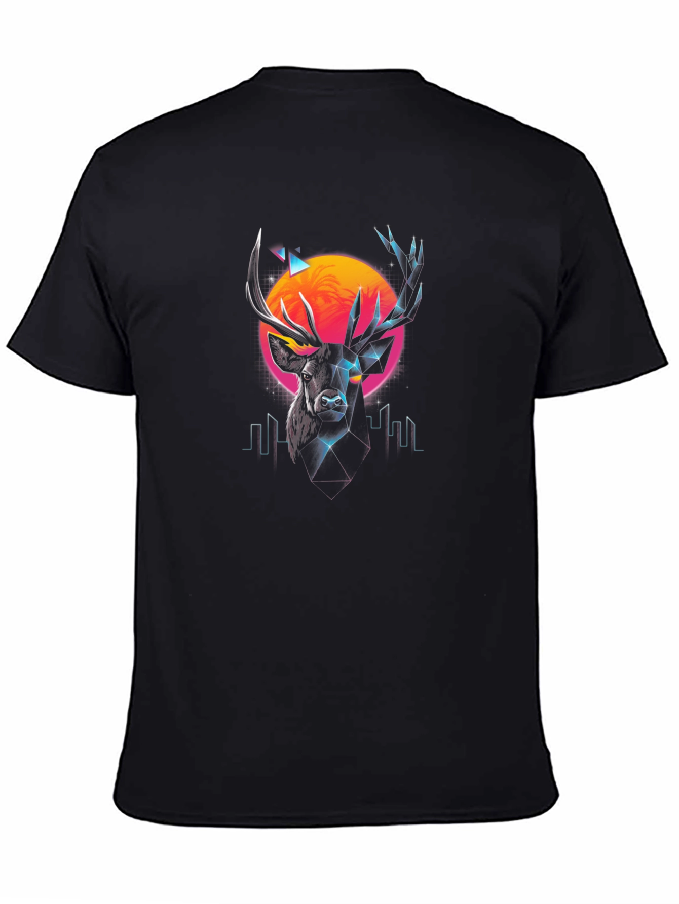 Retro Deer Graphic T-Shirt - Black