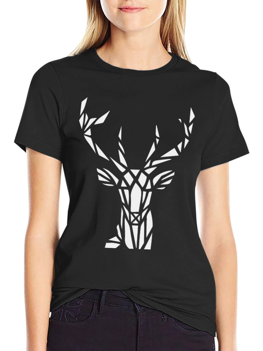 Geometric Deer Graphic T-Shirt - Modern Stag Design