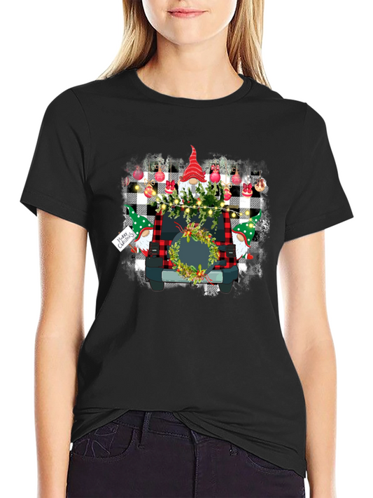 Gnome Christmas Jeep Black T-Shirt