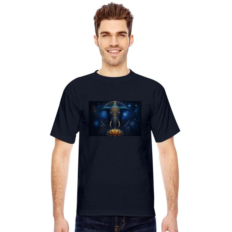 Mystic Elephant with Lotus and Star Geometry