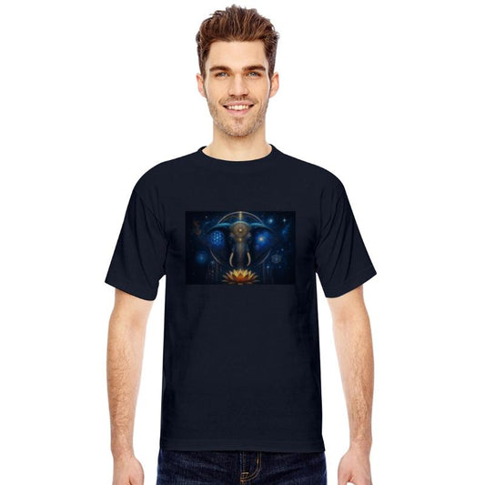 Mystic Elephant with Lotus and Star Geometry