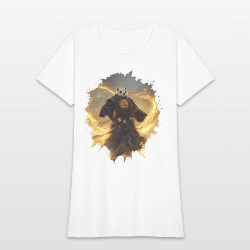 Mystical Panda Monk with Golden Energy Flow Aura