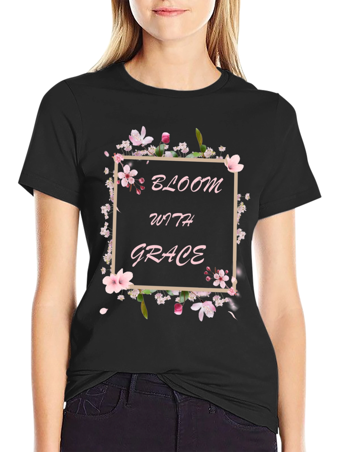Bloom with Grace Black T-Shirt