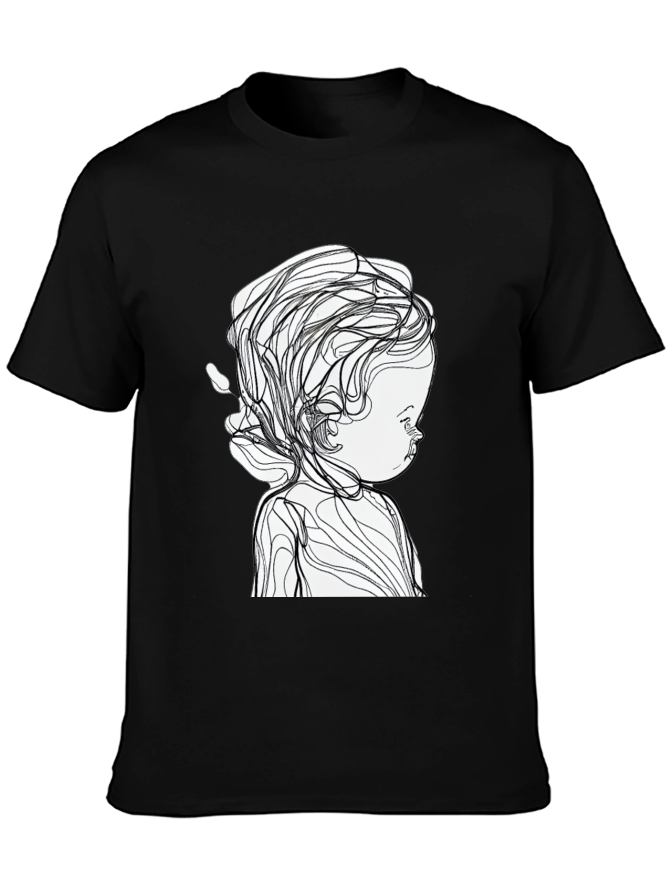 Abstract Baby Line Art Black T-Shirt
