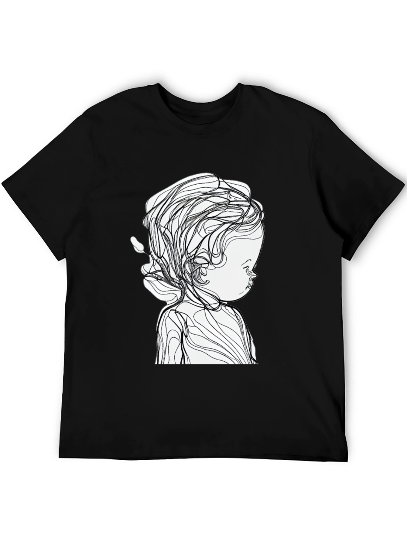 Abstract Baby Line Art Black T-Shirt