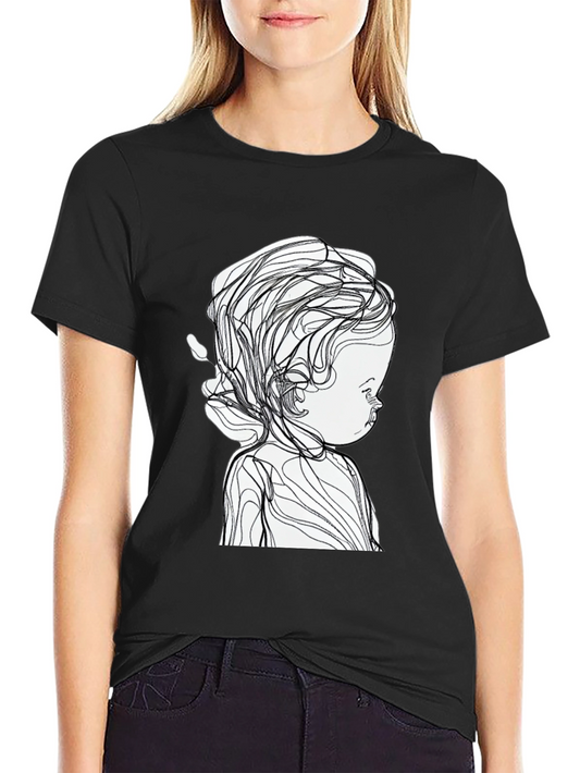 Abstract Baby Line Art Black T-Shirt